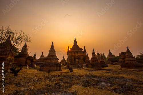 Sunset from a few small temples in Bagan  Myanmar.