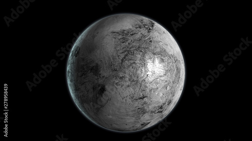 Haumea dwarf planet isolated on black background. 3D render