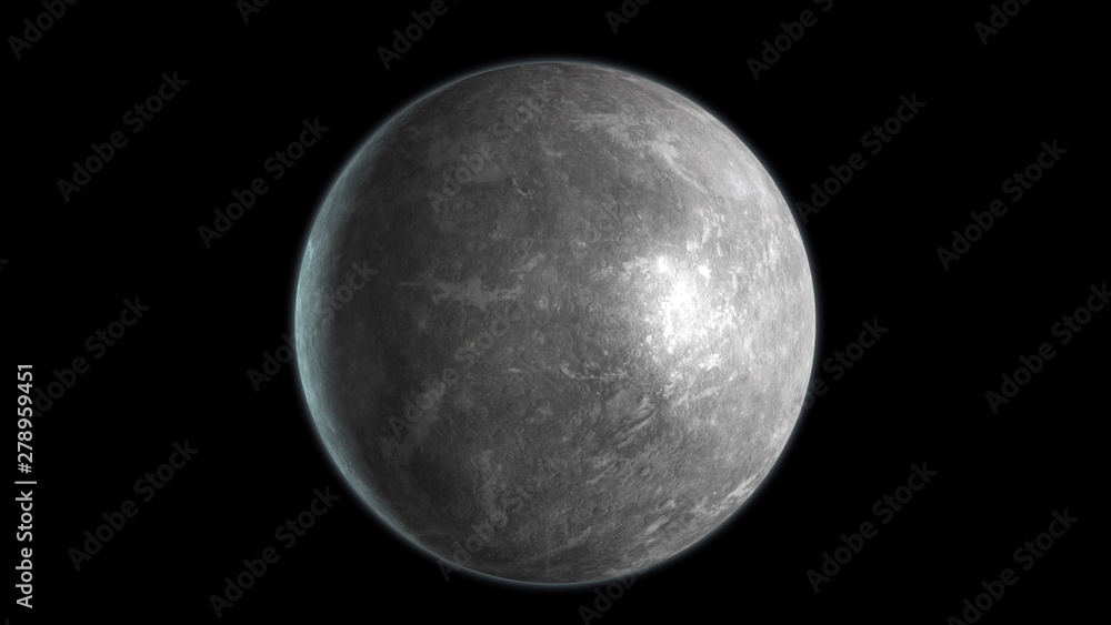 Naklejka premium Mercury planet isolated on black background. 3D render