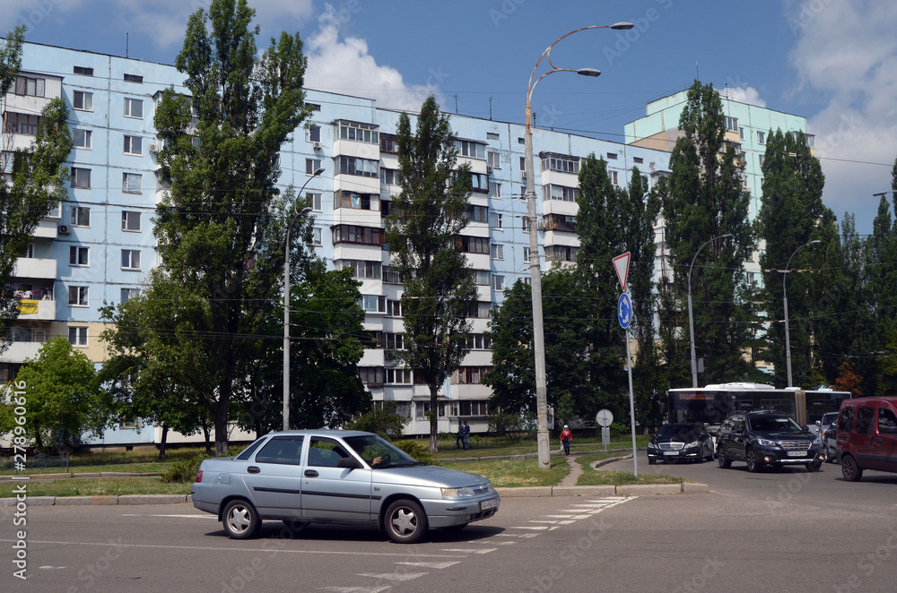 Obraz premium Residential area in Kiev at summer. Exterior