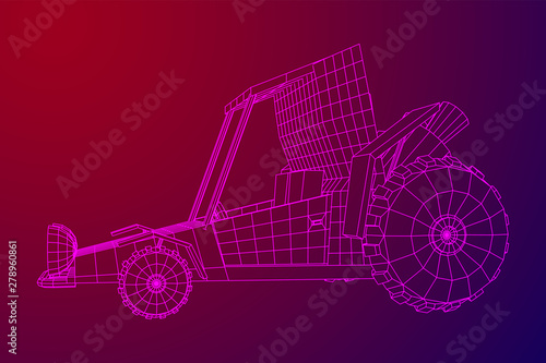 Off road dune buggy car. Terrain vehicle. Outdoor car racing, extreme sport oncept. Wireframe low poly mesh vector illustration