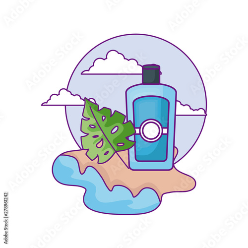 solar blocker with leaf tropical in the beach