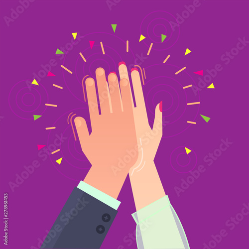 Vector symbols with hands_Give five joy victory high result friends partners team woman