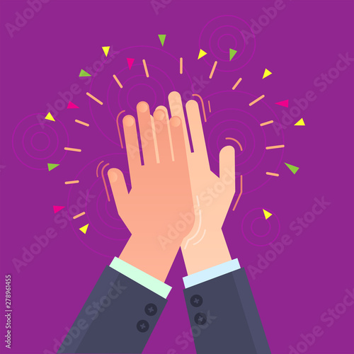 Vector symbols with hands_Give five joy victory high result friends partners team