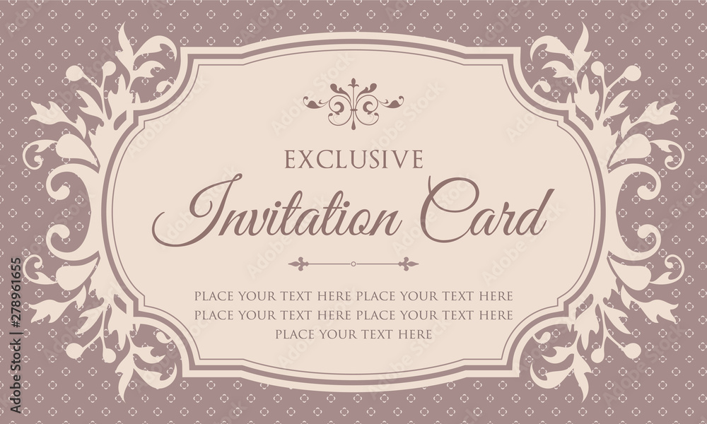 Invitation card template design in vintage style