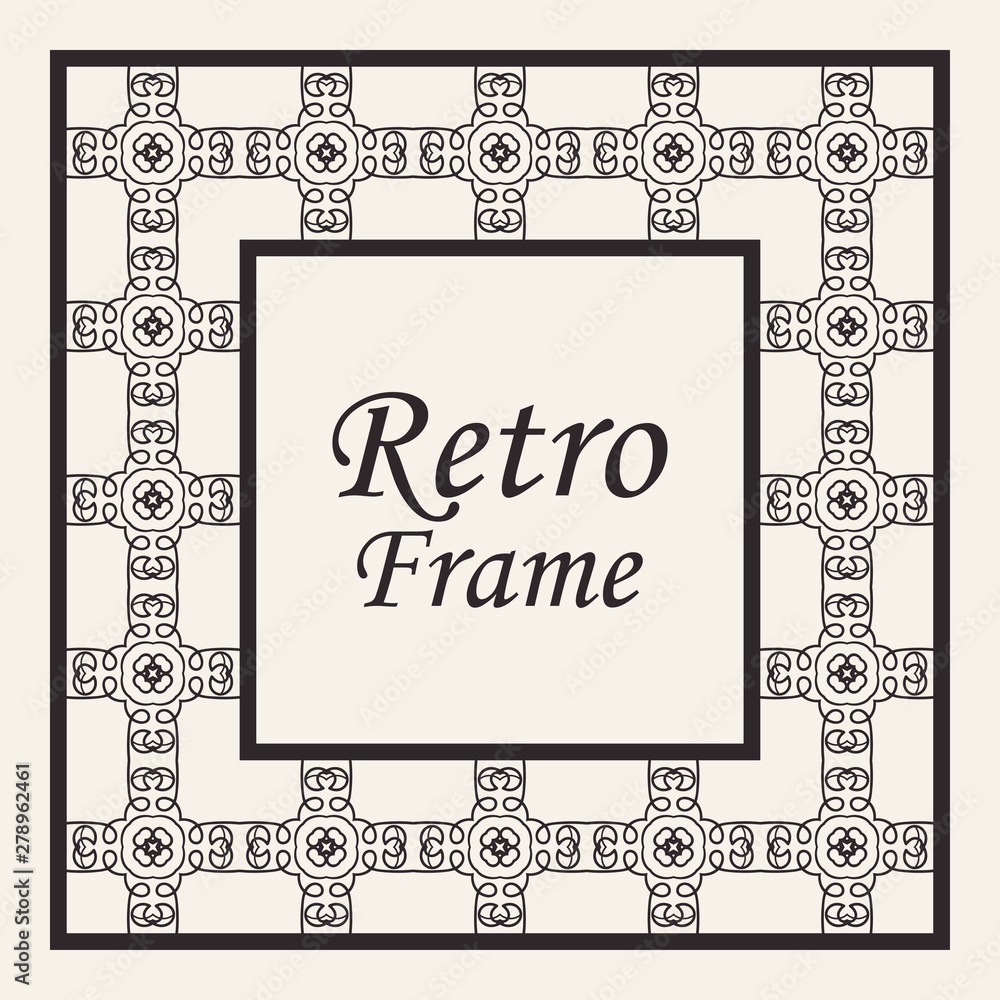 Decorative frame and border in rectangle proportions. Retro vintage ornamental modern art deco luxury element for design. Decorative frame and border in rectangle proportions. Retro vintage ornamental modern art deco luxury element for design.