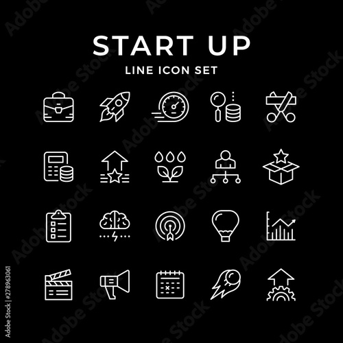 Set line icons of start up