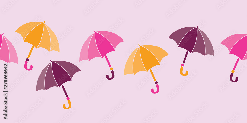 Umbrellas Vector Seamless Horizontal Border Umbrellas Vector Seamless Horizontal Border