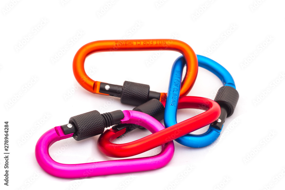 Metal carabiner, isolated on white background Metal carabiner, isolated on white background
