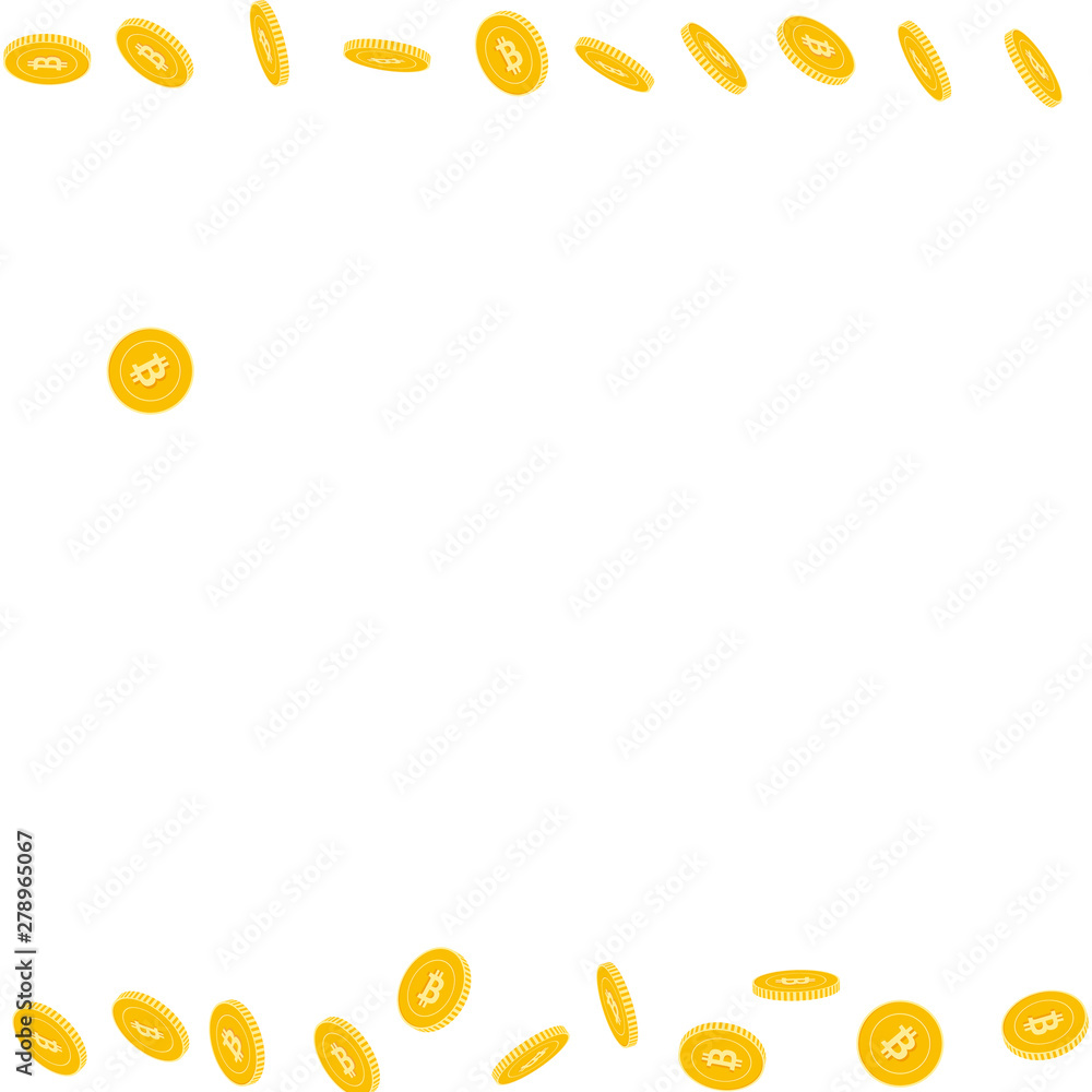 Bitcoin, internet currency coins falling. Scattere Bitcoin, internet currency coins falling. Scattere