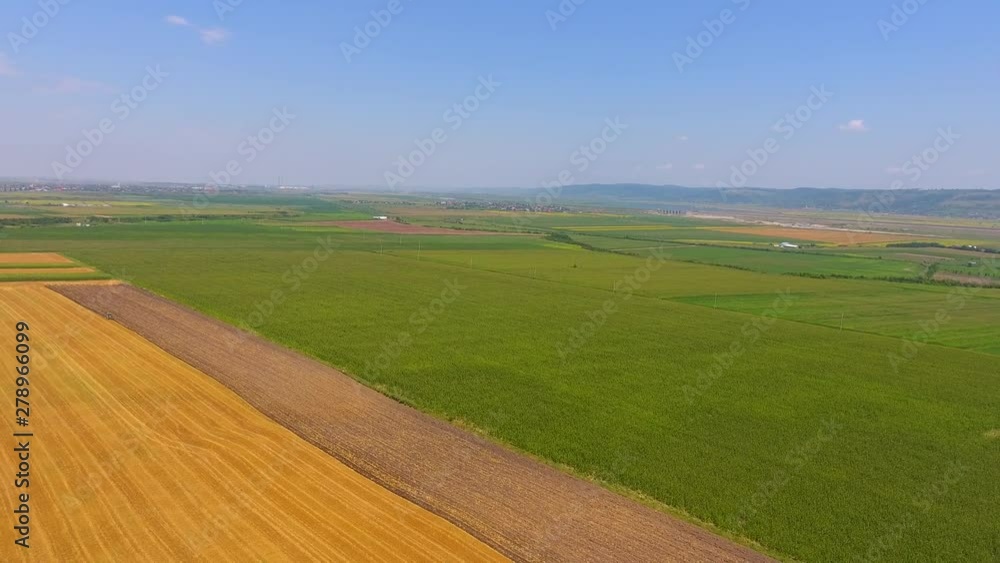 Aerial view of agriculture fields of Romania , Europe Aerial view of agriculture fields of Romania , Europe
