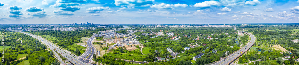Aerial view of Warsaw, capital of Poland stock
