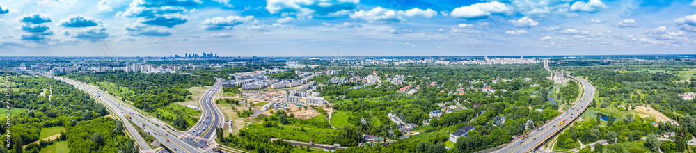 Aerial view of Warsaw, capital of Poland stock Aerial view of Warsaw, capital of Poland stock