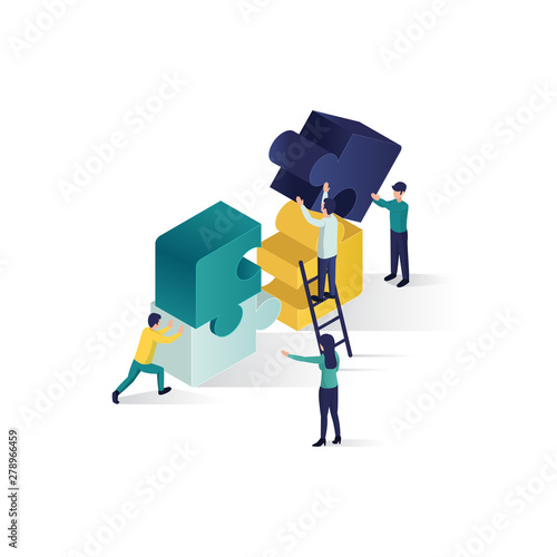 teamwork concept isometric illustration . cooperation partnership concept illustration in isometric style, teamwork illustration, teamwork metaphor