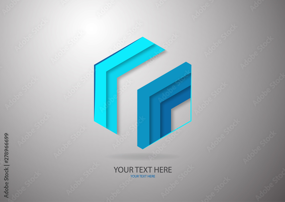 Abstract hexagon with stripes of different shades of blue. For logo design, advertising. Abstract hexagon with stripes of different shades of blue. For logo design, advertising.