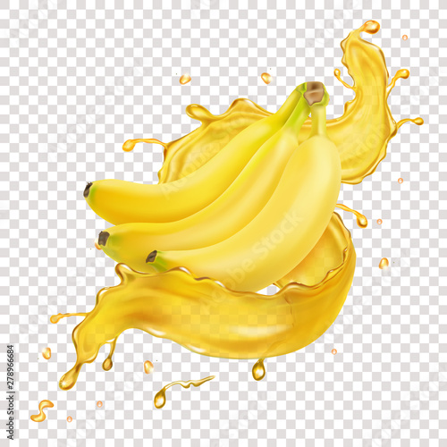 Banana fresh juice splash realistic vector icon