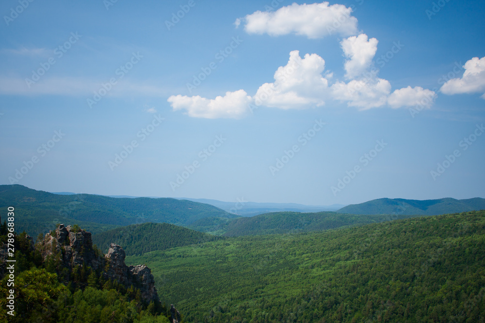 view of the Ural mountains in sunny weather from the mountain view of the Ural mountains in sunny weather from the mountain