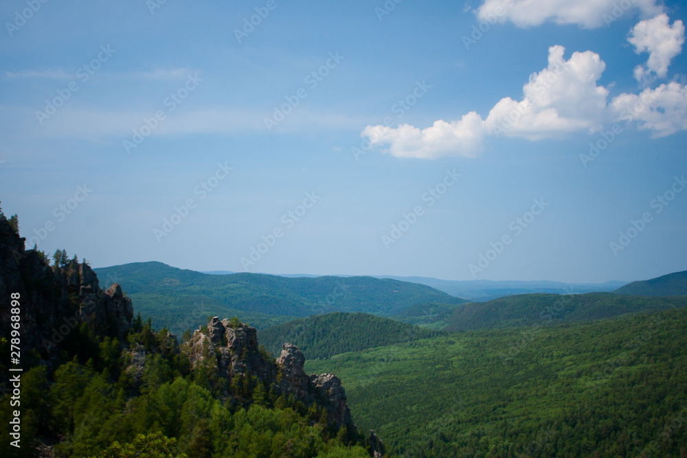 view of the Ural mountains in sunny weather from the mountain view of the Ural mountains in sunny weather from the mountain