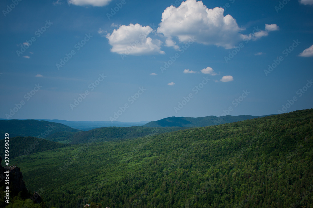view of the Ural mountains in sunny weather from the mountain view of the Ural mountains in sunny weather from the mountain