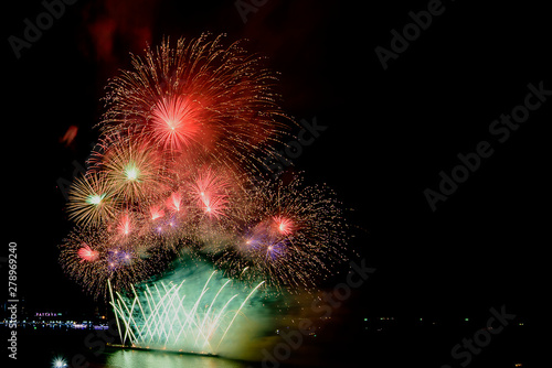 Firework celebration in the ocean