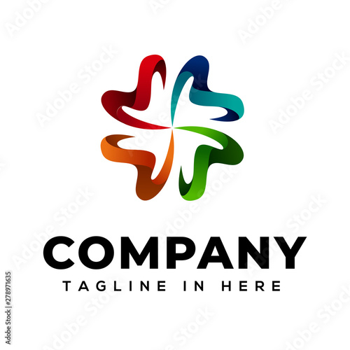 Four dent flower bloom logo design inspiration