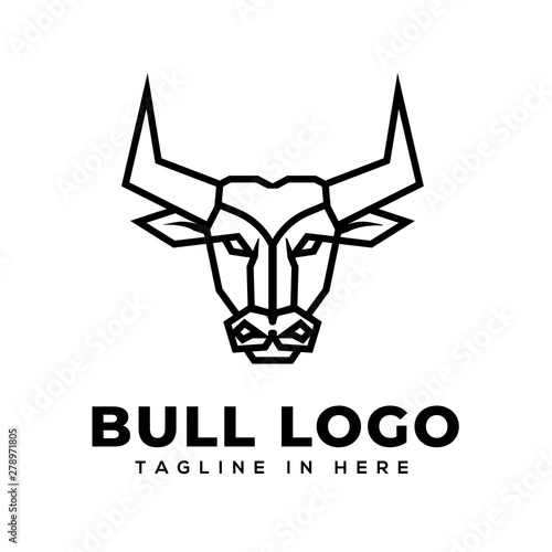 Head bull drawing line art logo design inspiration