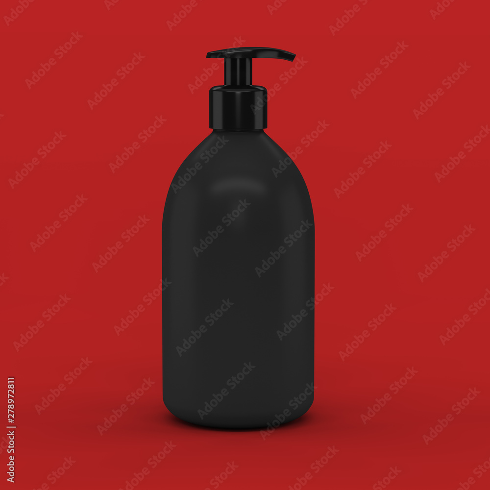 Black plastic bottle with dispenser for cosmetic - mockup