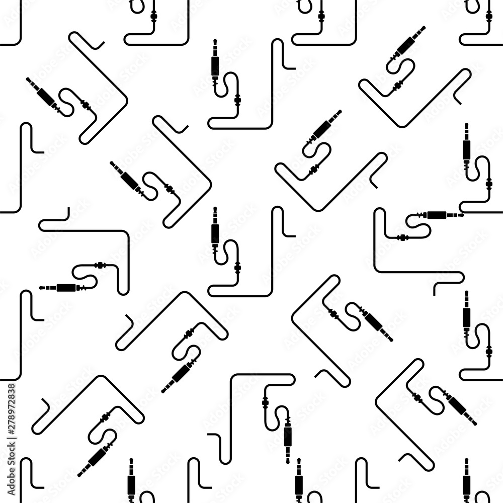 Obraz premium Audio Cable Icon, Plug Wire Seamless Pattern