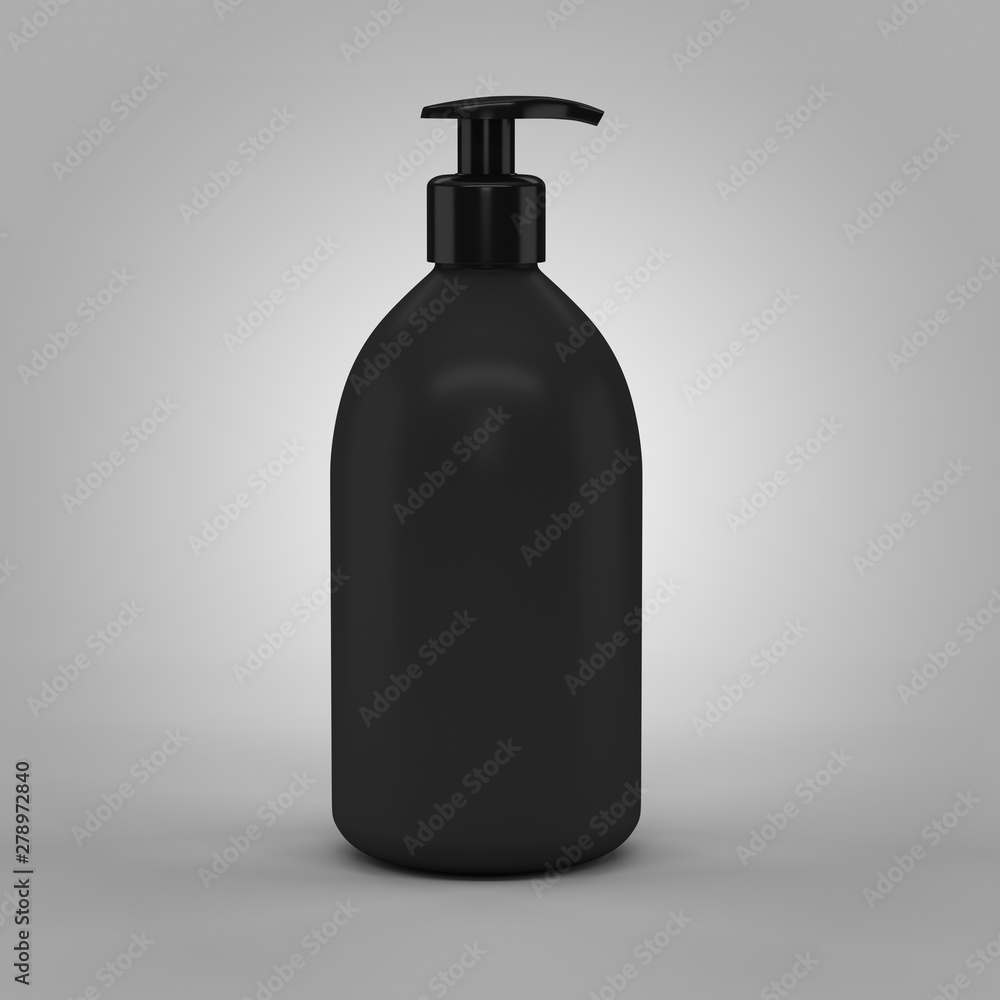 Black plastic bottle with dispenser for cosmetic - mockup Black plastic bottle with dispenser for cosmetic - mockup