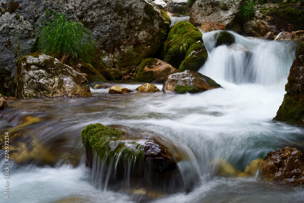 Running water in the falls of Moznica Bovec