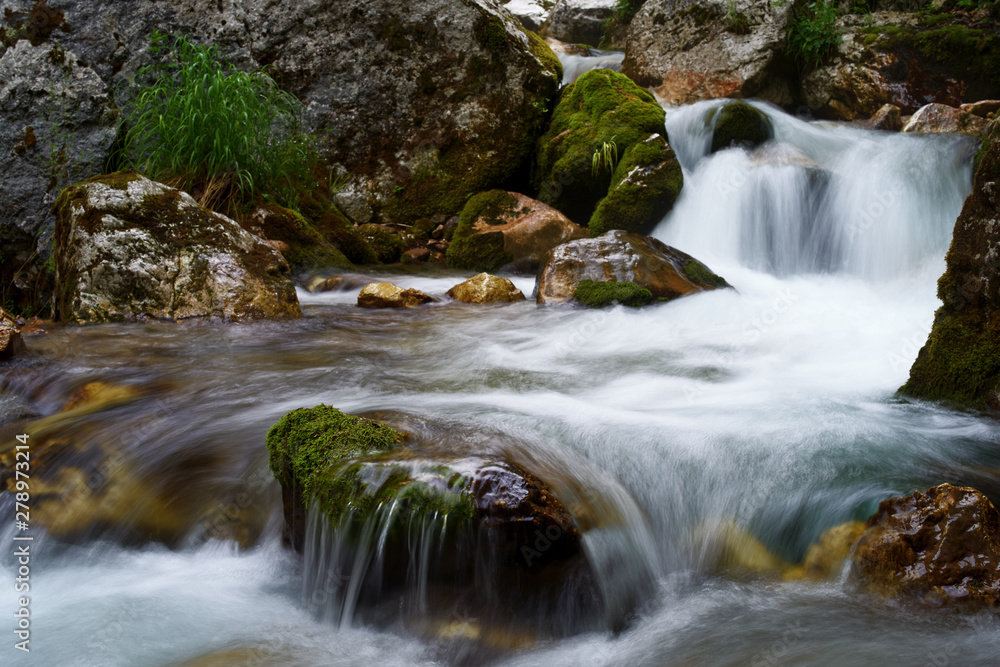 Running water in the falls of Moznica Bovec Running water in the falls of Moznica Bovec