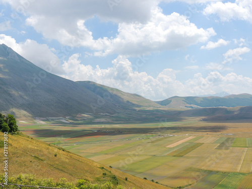 Plains of Castelluccio between the Sibillini mountains in Umbria, Italy.
