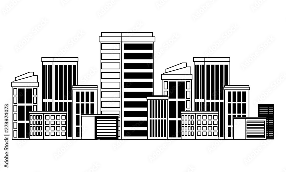 urban buildings construction properties cartoon