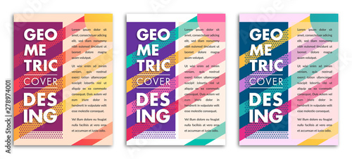 Geometric Abstract Background Cover with Funky Nineties Colourful Style