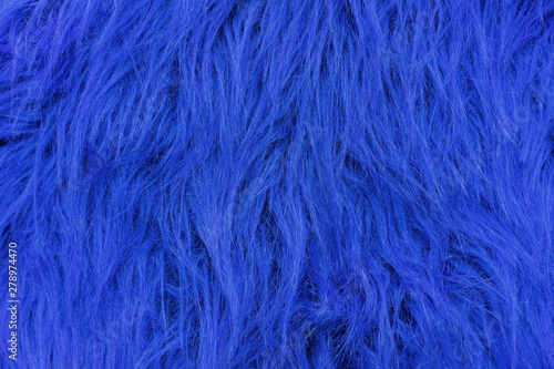 Texture of blue artificial fur. Fur background for design and decoration.