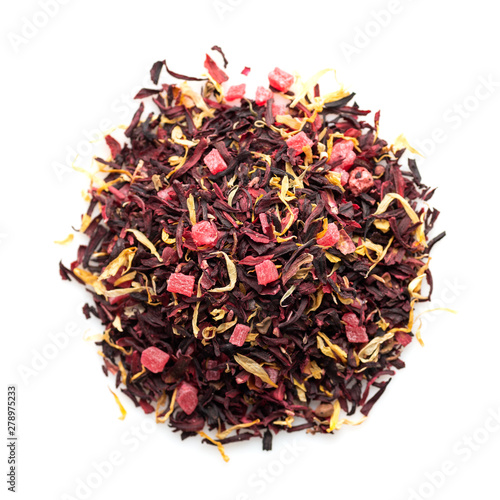dried herbal tea isolated on a white background, top view