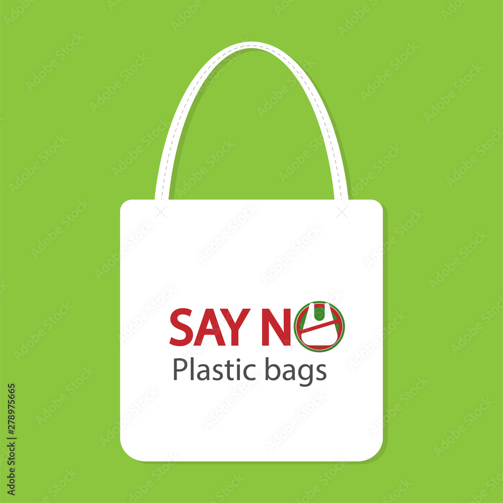 Ecology concept,eco-friendly fabric bag ideas.Vector illustration