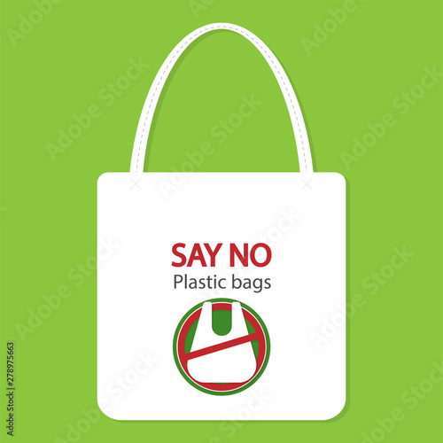 Ecology concept,eco-friendly fabric bag ideas.Vector illustration