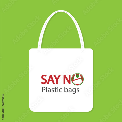 Ecology concept,eco-friendly fabric bag ideas.Vector illustration