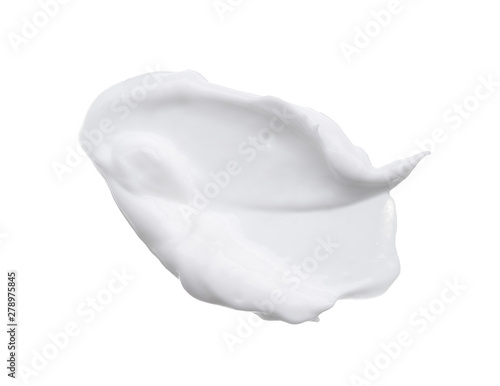 White smear and texture made with face clay or cream isolated on white background.