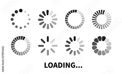 Set loading icon. Progress bar for upload download round process. Loading icon concept element for website. Vector element for web design.