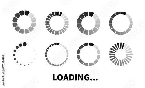 Vector loading icon. Progress bar for upload download round process. Loading icon, element for website. Vector element for web design.