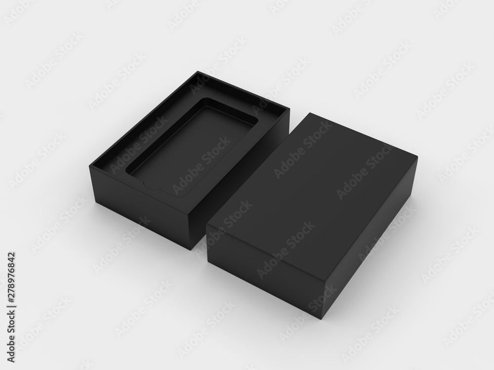 Blank mobile box packaging for branding and mock up. 3d render illustration. Blank mobile box packaging for branding and mock up. 3d render illustration.