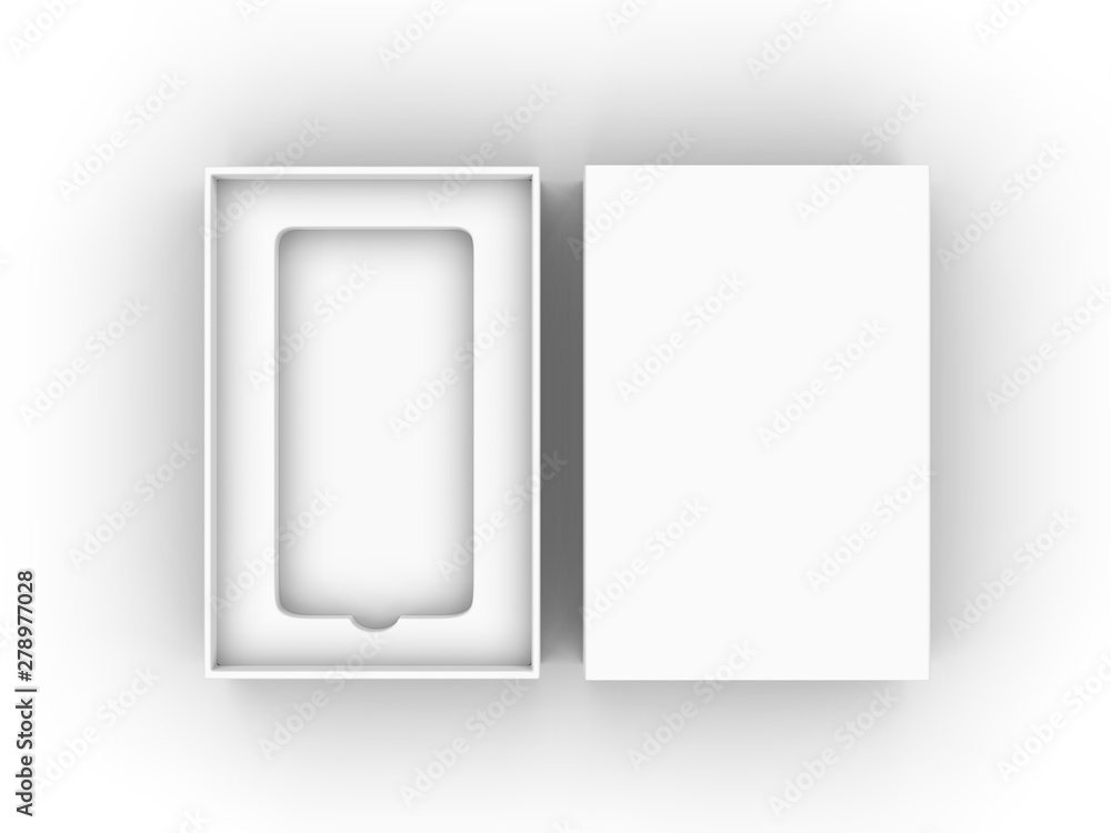 Blank mobile box packaging for branding and mock up. 3d render illustration. Blank mobile box packaging for branding and mock up. 3d render illustration.