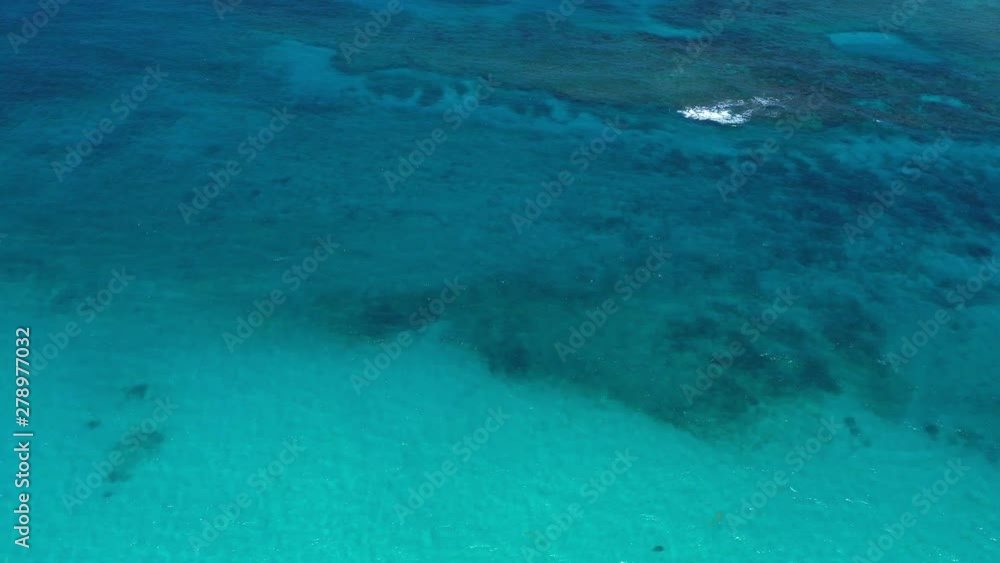 Aerial view from drone on Atlantic ocean with reef and waves, caribbean destination Aerial view from drone on Atlantic ocean with reef and waves, caribbean destination