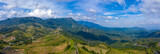 panorama landscape aerial view mountain peak and blue sky with pagoda in Thailand