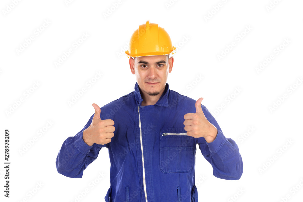 Construction worker with yellow helmet Construction worker with yellow helmet
