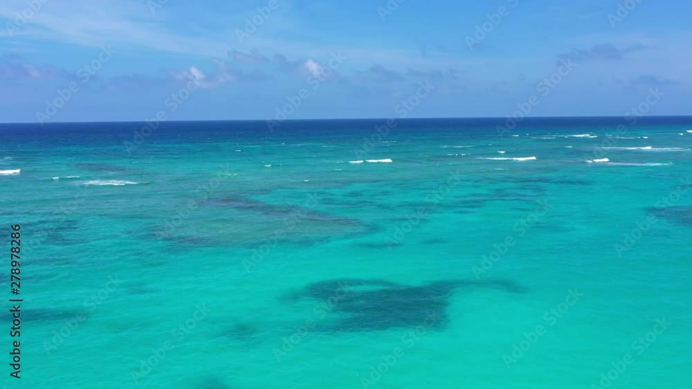 Aerial view from drone on Atlantic ocean with reef and waves, caribbean destination Aerial view from drone on Atlantic ocean with reef and waves, caribbean destination