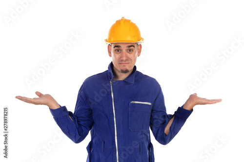 Construction worker with yellow helmet
