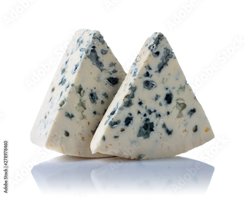 Blue cheese isolated on  white.